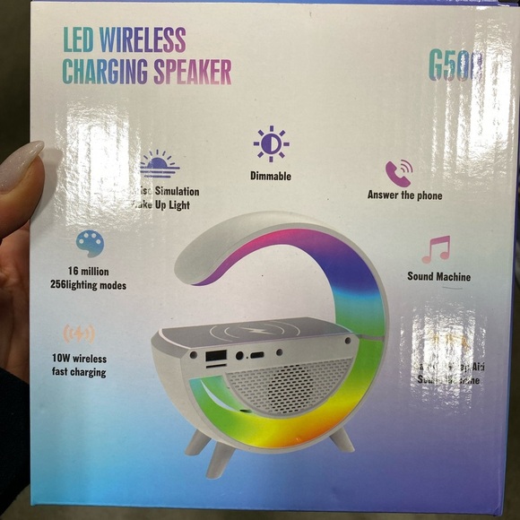 LED Wireless Charging Speaker with Rainbow Design - Picture 3 of 4